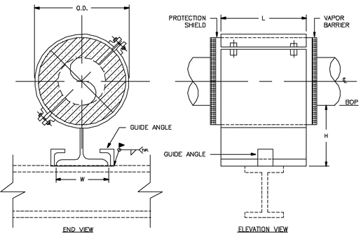 CS-4011 Guided Cold Shoe (Split-T Base, 360 Insulation, with Bolts)