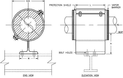 HS-2012 Anchor Hot Pipe Shoe (Split-T Base, Bolted)