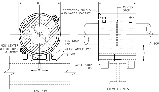 HS-2021 Anchor Hot Pipe Shoe (U-Type Base, Stops and Guides)