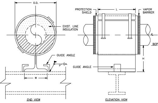 HS-4010 Guided Hot Pipe Shoe (Split-T Base, 180 Insulation, with Bandstraps)