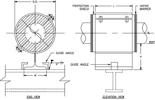 HS-4011 Guided Hot Pipe Shoe (Split-T Base, 360 Insulation, with Bolts)