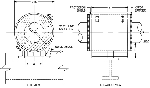 HS-4030 Guided Hot Pipe Shoe (Double-T Base, 180 Insulation, with Bandstraps)