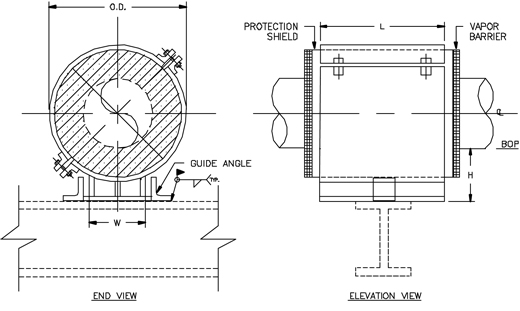 HS-4031 Guided Hot Pipe Shoe (Double-T Base, 360 Insulation, with Bolts)