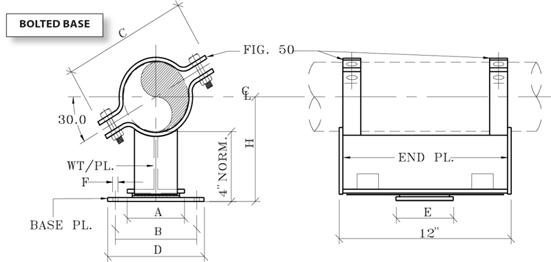 Fig. 1000: Bolt Cradle Support with Bonded/Bolted Slide Plate (Bolted Base)